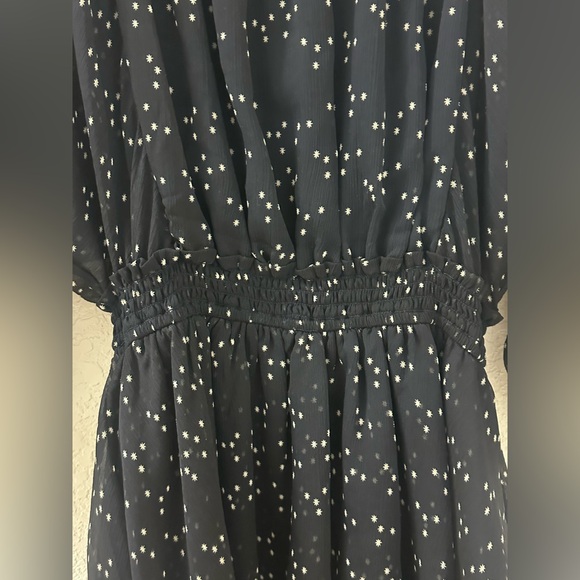 Reset by Jane smoked log. Sleeve Elegant Black Starry Dress women size small - Picture 5 of 5